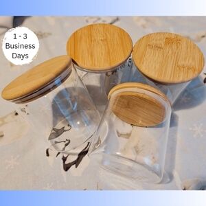NWOT Glass Storage w/ Bamboo Lids - 4ct